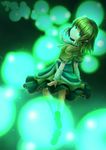  arm_warmers blonde_hair bow green_eyes highres horn mizuhashi_parsee pointy_ears scarf solmyr2000 solo spell_card touhou 