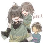  3others :d :| =_= absurdres age_difference ankle_boots antenna_hair arms_at_sides bare_legs black_boots black_shirt black_shorts blue_shirt blush bob_cut boots brown_hair carrying chara_(undertale) child closed_eyes closed_mouth collared_shirt commentary_request cropped_legs cropped_torso deltarune double-parted_bangs facing_ahead finger_in_another's_mouth frisk_(undertale) grabbing_another's_hair green_sweater hair_behind_ear hair_between_eyes highres holding_another's_hair in-franchise_crossover kris_(deltarune) long_sleeves looking_at_another multiple_others no_eyes open_mouth other_focus piggyback pink_shirt puffy_long_sleeves puffy_sleeves red_eyes round_teeth shaded_face shirt short_hair shorts sidelocks simple_background sketch smile soratake_53 striped_clothes striped_shirt striped_sweater sweatdrop sweater swept_bangs tareme teeth tongue two-tone_shirt two-tone_sweater undertale upper_teeth_only utdr_(toby_fox) white_background yellow_sweater 