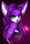  anthro big_breasts blush breasts canine clothing corset female fox jewelry lingerie lipstick looking_at_viewer mammal necklace pollo-chan smile solo xxmteexx 