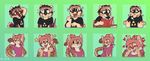  &lt;3 avery_(roanoak) blush brown_fur brown_hair brown_nose canine clothed clothing cute dog duo eyewear feline fur glasses hair happy lynx male mammal multiple_poses nowandlater pink_hair pink_nose pose shiba_inu shirt spots tan_fur terry_(roanoak) 