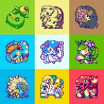  azelf bright_pupils charmeleon claws commentary_request fire flame-tipped_tail full_body highres hisuian_lilligant huntail lechonk mimikyu mope_dotpict no_humans omastar open_mouth pixel_art pokemon pokemon_(creature) regigigas smoliv tail wavy_mouth white_pupils yellow_eyes 