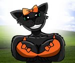  anthro bow breasts cat cleavage clothed clothing drawing feline happy horny mammal smile torintheboober 