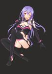  absurdres blue_hair breasts cleavage elbow_gloves gloves highres hua_shi_mang iris_heart large_breasts long_hair looking_at_viewer navel neptune_(series) power_symbol purple_hair red_eyes smile solo symbol-shaped_pupils very_long_hair 