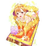  all_fours ama_mitsuki cat detached_sleeves earrings genie jewelry lamp looking_at_viewer magic_carpet necklace official_art open_mouth orange_hair red_eyes solo sparkle transparent_background uchi_no_hime-sama_ga_ichiban_kawaii 