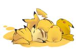  highres no_humans pikachu pokemon pokemon_(creature) sexual_dimorphism simple_background sleeping suan_ringo white_background 