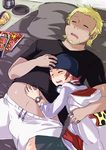  2boys bed bulge crotch eyes_closed fat k_(anime) lying male_focus sleeping yaoi 