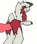  2016 ambiguous_penetration animated anthro butt canine disembodied_penis erection eyes_closed female johnithanial knot lycanroc male mammal midnight_lycanroc nintendo penetration penis pok&eacute;mon raised_tail sex simple_background video_games 