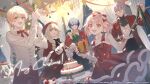  2girls 3boys :d absurdres banner beret black_bow black_bowtie black_pants blonde_hair blue_eyes blue_hair bow bowtie cake cake_slice christmas collared_shirt commentary_request company_name confetti copyright_notice dress food fruit gift grey_eyes guest_art hair_between_eyes hair_bow hair_ornament hat highres holding holding_gift holding_party_popper holding_plate jacket kaito_(vocaloid) kamishiro_rui kusanagi_nene lemontea merry_christmas multicolored_hair multiple_boys multiple_girls official_art ootori_emu open_clothes open_jacket orange_eyes pants party_popper pink_eyes pink_hair plate pom_pom_(clothes) pom_pom_hair_ornament project_sekai purple_hair red_bow red_dress red_hat red_jacket second-party_source shirt smile strawberry streaked_hair sweater teeth tenma_tsukasa tongue two-tone_hair upper_teeth_only vocaloid web_address white_shirt white_sweater wonderlands_x_showtime_(project_sekai) wonderlands_x_showtime_kaito yellow_eyes 