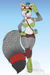  anthro breasts clothed clothing eyewear feline female goggles leopard looking_at_viewer mammal smile solo standing wide_hips xxmteexx 