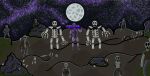  ambient_among_us ambiguous_gender armor bone cosmic_background electronic_arts grass group hi_res humanoid leopards2334 light melee_weapon moon moonlight moss night plant plants_vs._zombies popcap_games purple_body purple_eyes rock scalie skeleton sky standing star sword undead weapon zombie 
