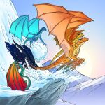 1:1 2020 ambiguous_gender black_body black_scales blue_body blue_eyes blue_scales brown_body brown_scales claws clay_(wof) day dragon european_mythology female_(lore) feral finger_claws frill_(anatomy) glory_(wof) green_body green_eyes green_scales group holding_tail long_neck long_tail male_(lore) membrane_(anatomy) membranous_frill membranous_wings mike_holmes mountain mudwing_(wof) mythological_creature mythological_scalie mythology nightwing_(wof) open_mouth open_smile quadruped rainwing_(wof) sandwing_(wof) scales scalie seawing_(wof) shaded sky sledding smile snout snow snowball spread_wings starflight_(wof) sun sunny_(wof) tail toe_claws tsunami_(wof) western_dragon wings wings_of_fire yellow_body yellow_scales