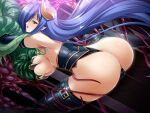  1girl anus anus_peek armpits ass bdsm black_thighhighs blue_hair blush bondage bound bound_legs breasts buckle cameltoe demon_girl demon_horns elbow_gloves g-string game_cg gloves grabbing_another's_breast groping hair_over_one_eye horns inoino kara_(monsters_raid) large_breasts leotard long_hair looking_back monster monsters_raid non-web_source official_art open_mouth panties pointy_ears red_eyes restrained self-datamine sideboob solo spread_legs suspension tentacles thighhighs thong thong_leotard underwear variant_set very_long_hair 