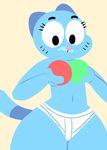  anthro blue_fur cartoon_network cat clothed clothing feline female flutteringpie fur looking_down mammal mature_female mother navel nicole_watterson panties parent solo the_amazing_world_of_gumball underwear wide_hips 