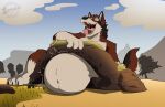 2026 anthro asian_small-clawed_otter belly big_belly bodily_fluids brown_body brown_fur canid canine canis chase_hunter colored digital_drawing_(artwork) digital_media_(artwork) duo echo_(game) echo_(series) echo_project facial_hair fur goatee hi_res imminent_vore leo_alvarez macro male male/male mammal micro mustelid musteline navel nude obese on_tongue open_mouth otter overweight overweight_male red_body red_fur red_wolf rumbling_stomach signature tail tongue tongue_out true_musteline vore watermark wolf zopilotemenu