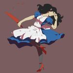  1girl alice:_madness_returns alice_(wonderland) alice_in_wonderland american_mcgee&#039;s_alice apron black_hair blood dress high_heels knife thighhighs 