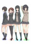  amagami ayatsuji_tsukasa full_body kibito_high_school_uniform legs long_sleeves minato_satoi multiple_girls nakata_sae nanasaki_ai pleated_skirt school_uniform skirt tanamachi_kaoru thighhighs 