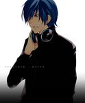  bad_id bad_pixiv_id blue_eyes blue_hair headphones headphones_around_neck highres kaito male_focus nanahoshi simple_background solo vocaloid 