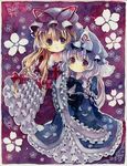  bangs hat looking_at_viewer multiple_girls niko_(2ars) saigyouji_yuyuko touhou yakumo_yukari 