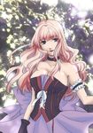  bad_id bad_pixiv_id blue_eyes breasts choker cleavage dress girdle gloves hitoai large_breasts long_hair macross macross_frontier pink_hair sheryl_nome solo 