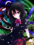  black_hair dress highres houjuu_nue magic_circle red_eyes sitting smile solo touhou wings wristband yume_shokunin 