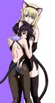  animal_ears black_hair blonde_hair blue_eyes brown_eyes cat_ears cat_tail hug hugging kirika_yuumura mireille_bouquet nekomimi noir tail thigh_highs thighhighs yuumura_kirika 