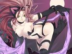  alternate_color alternate_hair_color animal_ears breasts cat_ears cat_tail felicia grin highres large_breasts long_hair red_hair smile solo tachibana_yuu tail thighhighs vampire_(game) wallpaper 