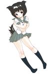  animal_ears black_hair blue_eyes copyright_request dog_ears inuburo legs school_uniform short_hair skirt socks solo tail 