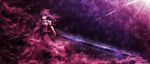 akashio_(loli_ace) bad_id bad_pixiv_id dual_wielding highres holding long_hair ponytail purple_hair ribbon solo sword touhou wallpaper watatsuki_no_yorihime weapon 