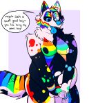 absurd_res anthro balls belly big_belly big_butt black_body black_fur blushing_penis bodily_fluids butt canid canine canis chubby_cheeks cock_transformation colored_teeth cum dialogue double_chin duskro_(onyx_obeast) evil_grin fat_belly foreskin fur genital_fluids genitals hi_res holding_penis male mammal masturbation moobs multicolored_body multicolored_fur navel nipples obese onyx_obeast overweight penis rainbow rainbow_body rainbow_fur raised_tail simple_background smile solo sparklefur tail thick_thighs tongue tongue_out transformation white_body white_fur wolf 