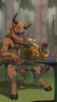 absurd_res anthro anus artcondedaniel ball_tuft balls big_balls blonde_hair blush bodily_fluids bovid bovine breasts brown_body chair cowgirl_position cum cum_drip cum_in_vagina cum_inside cum_on_balls cum_on_ground cum_on_leg cum_puddle cum_spurt cumshot cumshot_in_pussy digitigrade dripping duo ejaculation empty_bottle european_mythology facial_scar female from_front_position fur furniture gender_swap_potion gender_symbol genital_fluids genitals glistening glistening_breasts greek_mythology hair hand_on_back hand_on_shoulder hi_res holding_partner hyena implied_gender_transformation implied_transformation inner_ear_fluff looking_pleasured male male/female mammal minotaur muscular muscular_male mythology nipples on_bottom on_lap on_top outside outside_sex penetration penile penile_penetration penis_in_vagina plant potion_bottle predator/prey prey_penetrating_predator scar sex sitting sitting_on_lap striped_body striped_fur striped_hyena stripes symbol table tail tree tuft vaginal vaginal_penetration