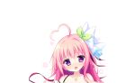  1girl ahoge bare_shoulders blush collarbone furrowed_brow game_asset green_ribbon hair_ribbon haru_haru_(koikoko) heart heart_ahoge koi_suru_kokoro_to_mahou_no_kotoba large_variant_set long_hair looking_at_viewer non-web_source nose_blush open_mouth pink_hair portrait purple_eyes ribbon self-datamine shiromochi_sakura simple_background solo star_(symbol) transparent_background variant_set 