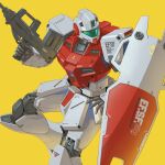  arm_shield assault_visor beam_rifle bmwsb0 commentary earth_federation_space_forces energy_gun finger_on_trigger gm_command green_assault_visor gun gundam gundam_0080 highres holding holding_gun holding_weapon mecha mecha_focus mobile_suit no_humans robot science_fiction simple_background solo turning_head weapon yellow_background 