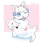 1:1 2026 anus artist_name balls bell bell_collar blep blue_eyes bow_on_head bow_tie cat_tail cel_shading chibi clitoral_hood collar digital_drawing_(artwork) digital_media_(artwork) domestic_cat duo ear_tuft felid feline felis female female_feral female_on_feral female_on_top feral feral_on_feral front_view fur fur_tuft fuwi_(zyuuniie) genitals head_tuft hi_res imminent_sex intraspecies looking_at_another looking_at_partner looking_at_viewer lying male male/female male_feral male_on_bottom male_on_feral mammal on_back on_bottom on_top one_eye_closed outline paws penis pink_background pussyjob quadruped sex shaded simple_background tapering_penis text tongue tongue_out tuft vulva white_background white_body white_fur white_outline wink zyuuniie