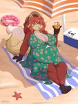  absurd_res anthro beach belly belly_expansion big_breasts breast_squish breasts clothed clothing delphox dress expansion female fluffy fluffy_tail fur generation_6_pokemon hi_res lying mestysa nintendo pokemon pokemon_(species) pregnancy_expansion pregnant pregnant_female red_body red_fur slightly_chubby slightly_chubby_female solo squish tail towel worried 