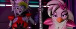 andromorph animated animatronic anthro avian beak big_breasts big_butt bird bow_ribbon breasts butt canid canine canis chicken cleavage clothed clothing crowdect duo ear_piercing female five_nights_at_freddy's five_nights_at_freddy's:_security_breach fur galliform glamrock_chica green_hair grey_body grey_fur hair hi_res intersex looking_at_viewer lustful_gaze machine male mammal phasianid piercing pole purple_eyes robot roxanne_wolf scottgames spikes spotlight steel_wool_studios strip_club stripper_pole tail tail_motion tailwag teasing white_body white_fur white_hair wolf yellow_eyes