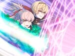  2boys absurdres black_hairband blonde_hair commentary_request fire_emblem fire_emblem_fates hairband highres leo_(fire_emblem_fates) looking_to_the_side magic magic_circle male_focus multiple_boys nknaxs open_mouth orange_eyes red_eyes takumi_(fire_emblem) 