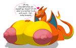  &lt;3 big_breasts breasts charizard dragon dragon_heart english_text female fire fogo00 huge_breasts hyper hyper_breasts lips looking_at_viewer mature_female membranous_wings nintendo nipples pok&eacute;mon puffy_nipples scalie solo text video_games wide_hips wings 