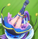  cure_magical haruyama_kazunori hat izayoi_liko legs_up long_hair magical_girl mahou_girls_precure! mini_hat mini_witch_hat open_mouth ponytail precure purple_hair sandals sapphire_style solo star witch_hat 