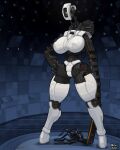  2024 anthro big_breasts biped breasts censored censored_feet censored_knees censored_nipples dated digital_media_(artwork) english_text female glados hi_res huge_breasts machine portal_(series) robot snao solo standing text valve 