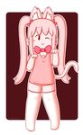  2016 anthro blush bow cat chabooey feline fur hair long_socks mammal one_eye_closed pink_fur pink_hair solo wink 
