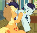  2016 anus applejack_(mlp) blonde_hair butt coloratura_(mlp) cowboy_hat cunnilingus cutie_mark duo earth_pony equine eyes_closed female feral freckles friendship_is_magic fur grey_fur hair hat horse inside mammal multicolored_hair my_little_pony oral orange_fur pony pussy pussy_juice sex shutterflyeqd tongue tongue_out vaginal 