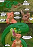 anthro brown_body brown_fur brown_hair buckteeth comic detailed english_text female feral fur glossy_body green_body grey_body group hair herpestid hi_res imminent_vore inkanyamba_(artist) jajuka jasper_(tacokurt) lagomorph larger_pred leporid male male/female mammal mongoose nature nature_background open_mouth orange_body orange_fur outside plant pseudo-breasts python rabbit remake reptile roma_(tacokurt) scalie simple_background size_difference snake tail teeth text tongue tree trio yellow_eyes