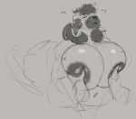  anthro areola big_areola big_breasts breast_grab breasts canid canine canis domestic_dog duo ear_piercing ear_ring eyes_closed female female_anthro female_focus floppy_ears hand_on_breast hi_res huge_breasts jezzlen mammal millie_(jezzlen) monochrome mouth_closed navel overweight overweight_anthro overweight_female piercing ring_piercing simple_background sketch solo_focus 