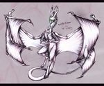  black_bars claws dragon feral green_eyes hair horn kitty_silence male membranous_wings nude sketch solo spread_wings wings 