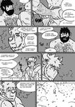  bovine butt butt_grab comic dialogue fire hairy hand_on_butt human humanoid husky92 male male/male mammal minotaur monochrome nipples orc piercing simple_background snow tree 