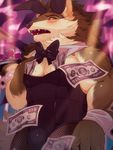  2016 anthro biceps black_nose blush bow_tie brown_fur bulge bunny_costume canine clothed clothing crossdressing fur girly japanese korosuke makeup male mammal money multicolored_fur muscular muscular_male open_mouth pecs saliva solo tan_fur teeth two_tone_fur wolf 