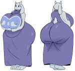  absurd_res anthro big_breasts big_butt blue_clothing boss_monster_(undertale) bovid breasts butt caprine clothed clothing curvy_figure delta_rune_(emblem) female goat hi_res horn huge_breasts huge_butt long_ears mammal mature_anthro mature_female model_sheet mrloquendo nipple_outline robe smile solo standing symbol toriel undertale_(series) voluptuous voluptuous_anthro voluptuous_female white_body wide_hips 