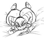  bed bedroom_eyes big_butt butt eyelashes femboy furniture hand_on_face hi_res huge_butt humanoid jester_outfit legs_up long_eyelashes looking_at_viewer lying lying_on_bed male narrowed_eyes nightmaren nights_(nights_into_dreams) nights_into_dreams not_furry on_bed on_front seductive sega smile smiling_at_viewer solo ultimateshadow 