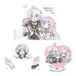  >_< 1girl 2boys antenna_hair armor bare_shoulders belt black_belt black_boots black_choker black_gloves black_jacket black_pants blue_cape blue_eyes blue_ribbon blush_stickers boots breasts caelus_(honkai:_star_rail) cape chest_belt chibi chibi_only choker clenched_hands closed_eyes closed_mouth commentary_request crossed_bangs crying cyrene_(demiurge)_(honkai:_star_rail) cyrene_(honkai:_star_rail) detached_sleeves dress flower flying_teardrops full_body gloves gradient_hair green_ribbon grey_hair grey_pants hair_between_eyes hair_flower hair_ornament hair_ribbon hand_up hands_up heart highres honkai:_star_rail honkai_(series) hood hooded_jacket hug jacket lapels long_hair long_sleeves medium_breasts mobius_strip multicolored_hair multicolored_ribbon multiple_boys multiple_views neck_tattoo one_eye_closed open_clothes open_jacket open_mouth pants phainon_(honkai:_star_rail) pink_hair pink_ribbon pointy_ears purple_eyes purple_flower ribbon running shirt short_hair short_sleeves shoulder_armor sidelocks simple_background single_glove sleeveless sleeveless_dress smile standing streaked_hair sun_symbol sun_tattoo t-shirt tattoo trailblazer_(honkai:_star_rail) two-sided_cape two-sided_fabric two-sided_jacket two-tone_hair upper_body v-shaped_eyebrows very_long_hair watermark white_background white_dress white_hair white_jacket white_shirt white_sleeves yellow_cape yellow_eyes yellow_jacket za0dnfkgyj12289 