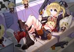  absurdres bad_id bad_pixiv_id bike_shorts blonde_hair blue_eyes breasts character_doll doll eyepatch girls_frontline gun highres nisemono small_breasts solo tears torn_clothes twintails vz.61_(girls_frontline) weapon 